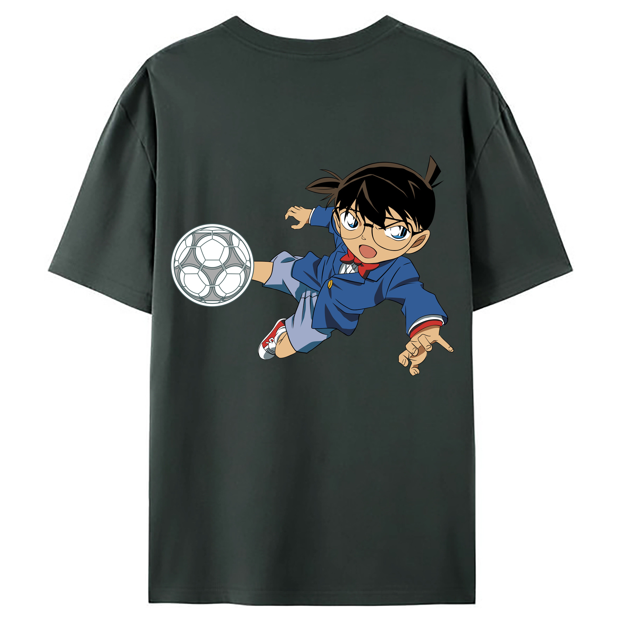 （画像用） 名探偵コナン 江戸川 コナン Detective Conan Conan Edogawa 綿100％ メンズ半袖Tシャツ（バックプリント） 通気性